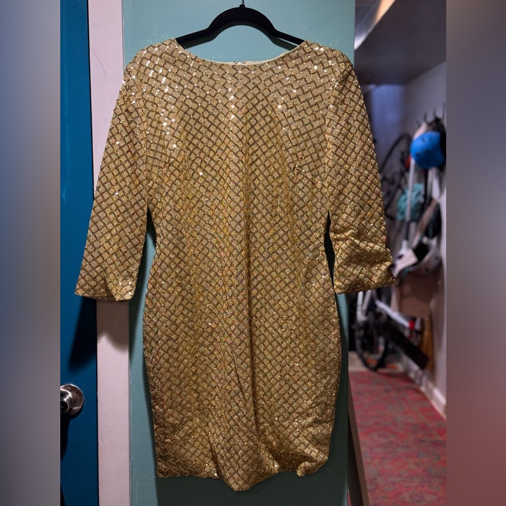 Cross hatch sequin dress